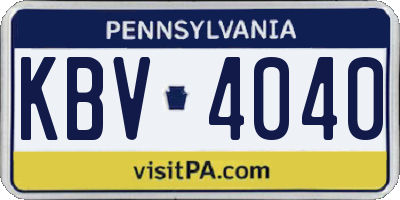 PA license plate KBV4040