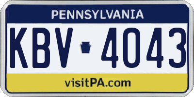 PA license plate KBV4043