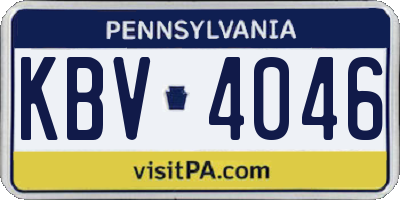 PA license plate KBV4046