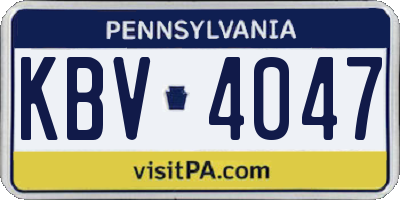 PA license plate KBV4047