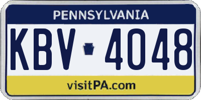 PA license plate KBV4048