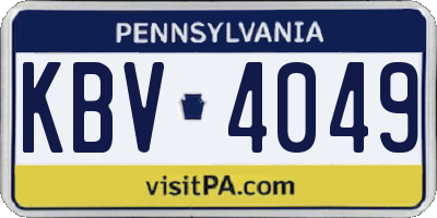 PA license plate KBV4049