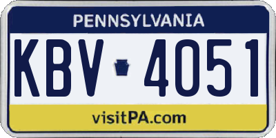 PA license plate KBV4051