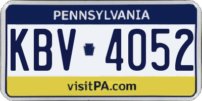 PA license plate KBV4052