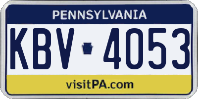 PA license plate KBV4053