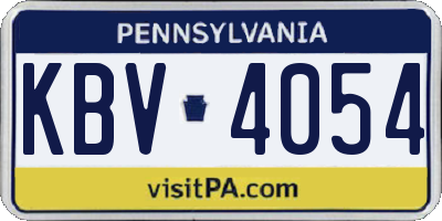 PA license plate KBV4054