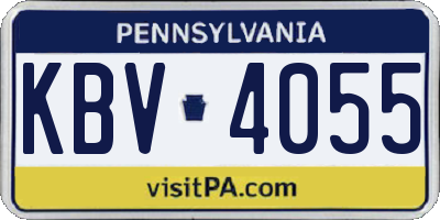 PA license plate KBV4055