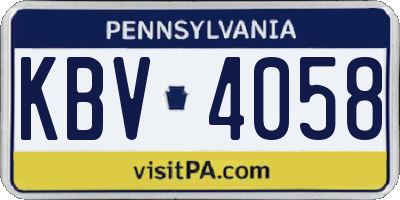 PA license plate KBV4058