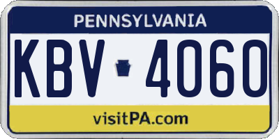 PA license plate KBV4060