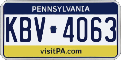 PA license plate KBV4063