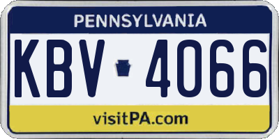 PA license plate KBV4066