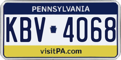 PA license plate KBV4068