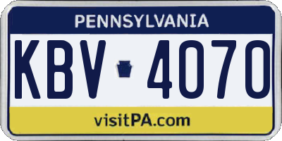 PA license plate KBV4070
