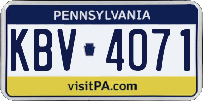 PA license plate KBV4071