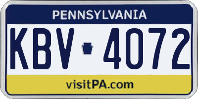 PA license plate KBV4072
