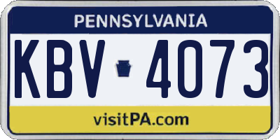 PA license plate KBV4073