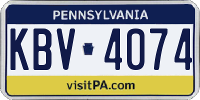 PA license plate KBV4074