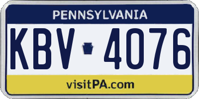 PA license plate KBV4076