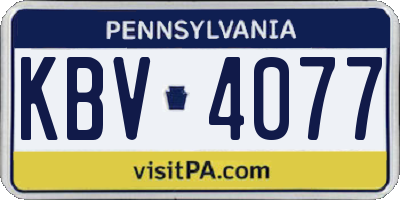 PA license plate KBV4077