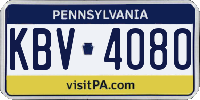 PA license plate KBV4080