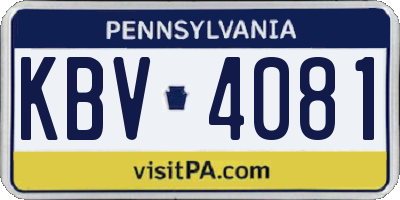 PA license plate KBV4081