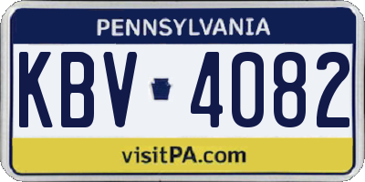 PA license plate KBV4082