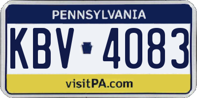 PA license plate KBV4083
