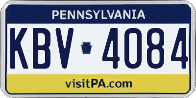 PA license plate KBV4084
