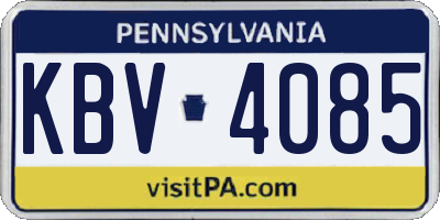 PA license plate KBV4085