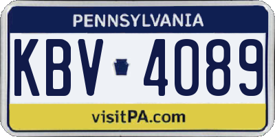 PA license plate KBV4089