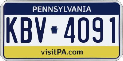 PA license plate KBV4091