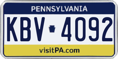 PA license plate KBV4092