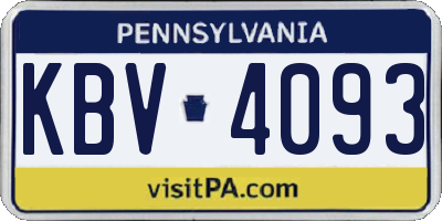 PA license plate KBV4093