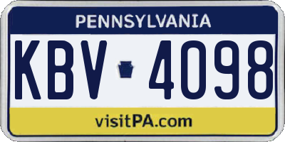 PA license plate KBV4098