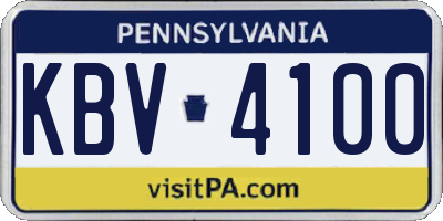 PA license plate KBV4100