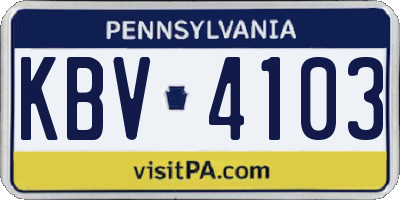PA license plate KBV4103