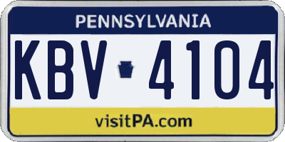 PA license plate KBV4104