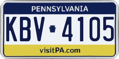 PA license plate KBV4105