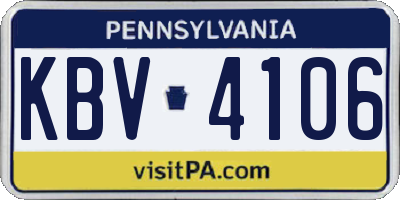 PA license plate KBV4106