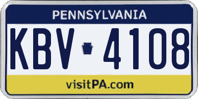 PA license plate KBV4108