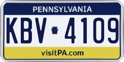 PA license plate KBV4109