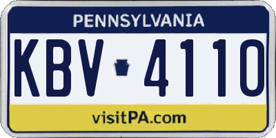 PA license plate KBV4110