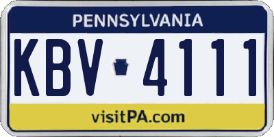 PA license plate KBV4111