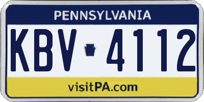 PA license plate KBV4112