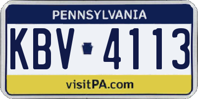 PA license plate KBV4113