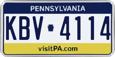 PA license plate KBV4114