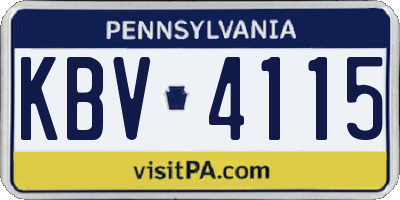 PA license plate KBV4115