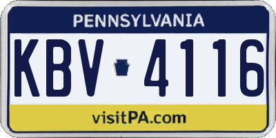 PA license plate KBV4116