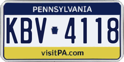 PA license plate KBV4118