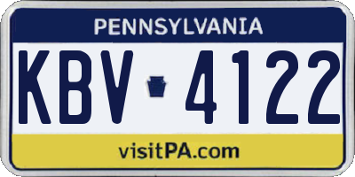 PA license plate KBV4122